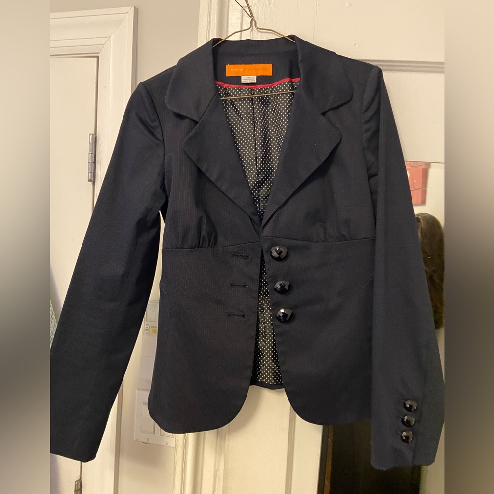 Cynthia Steffe Size 10 navy woman’s cotton jacket.